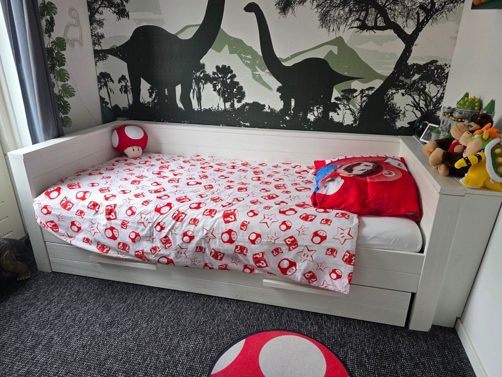 Wit eenpersoonsbed met opberglades, Modern kinderbed, Eenpersoons, Wit, Ophalen of Verzenden