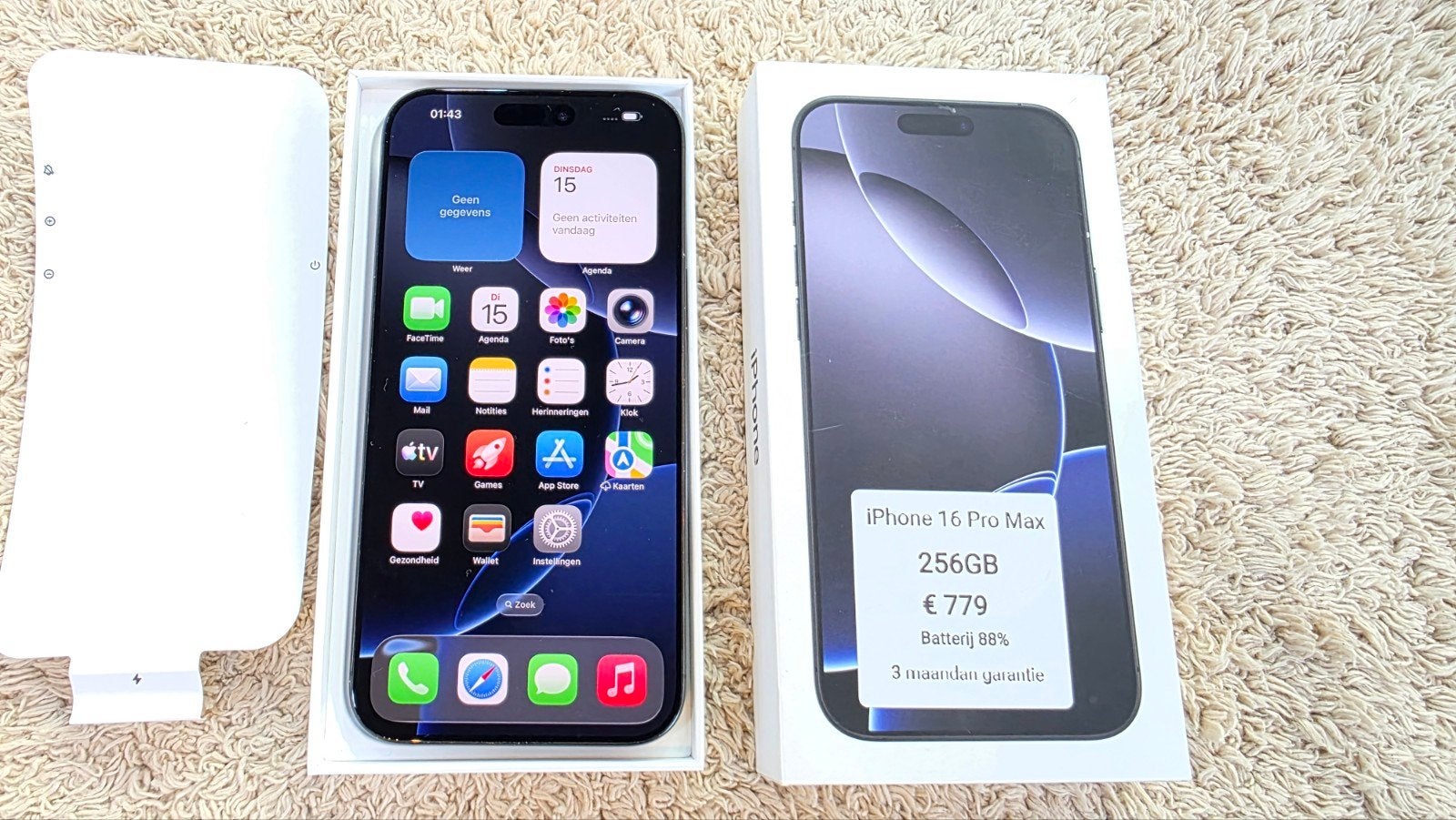 iphone 16 PRO MAX 256GB, 256 GB, Zwart, 88 %, IPhone 16 Pro Max