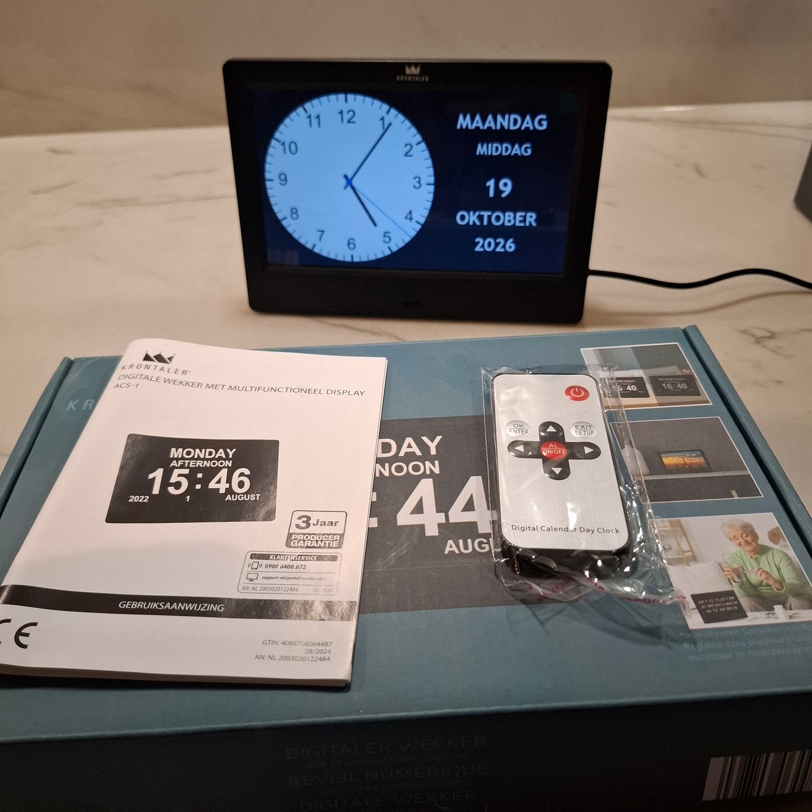 Krontaler Digitale Wekker met Multifunctioneel Display, Werkt op batterijen, Ophalen of Verzenden, Zo goed als nieuw, Analoog en Digitaal