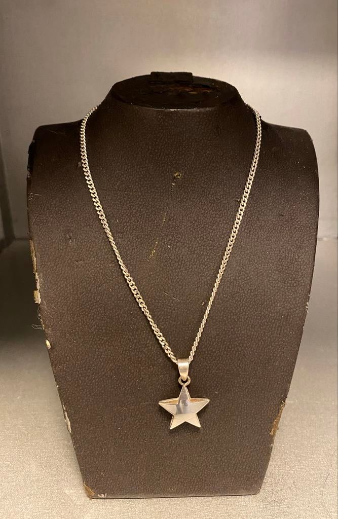 Zilveren vijfkantige Ster Hanger - Dubbele Ster Energie, Sieraden, Tassen en Uiterlijk, Kettinghangers, Ophalen of Verzenden, Nieuw