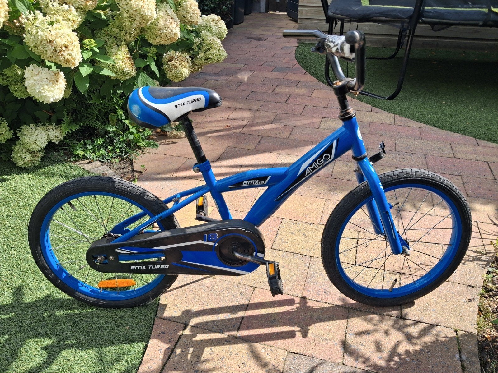 Amigo BMX Turbo kinderfiets 18 inch - Blauw, Fietsen en Brommers, Fietsen | Crossfietsen en BMX, Ophalen, Staal, Velgrem, Amigo