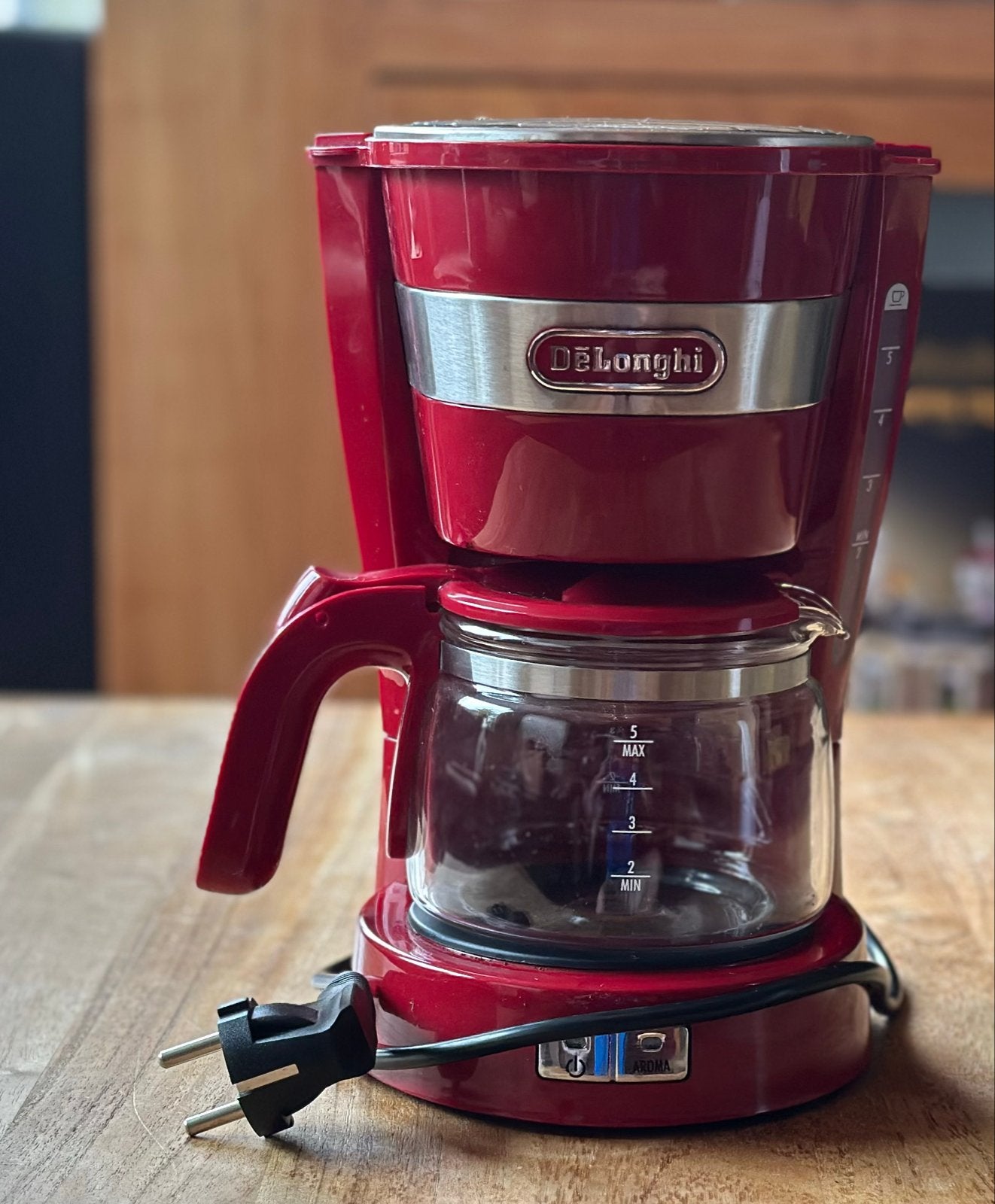 De'Longhi ICM14011.R Filter Koffiezetapparaat Rood, Koffiemachine, Gemalen koffie, Ophalen of Verzenden, Zo goed als nieuw