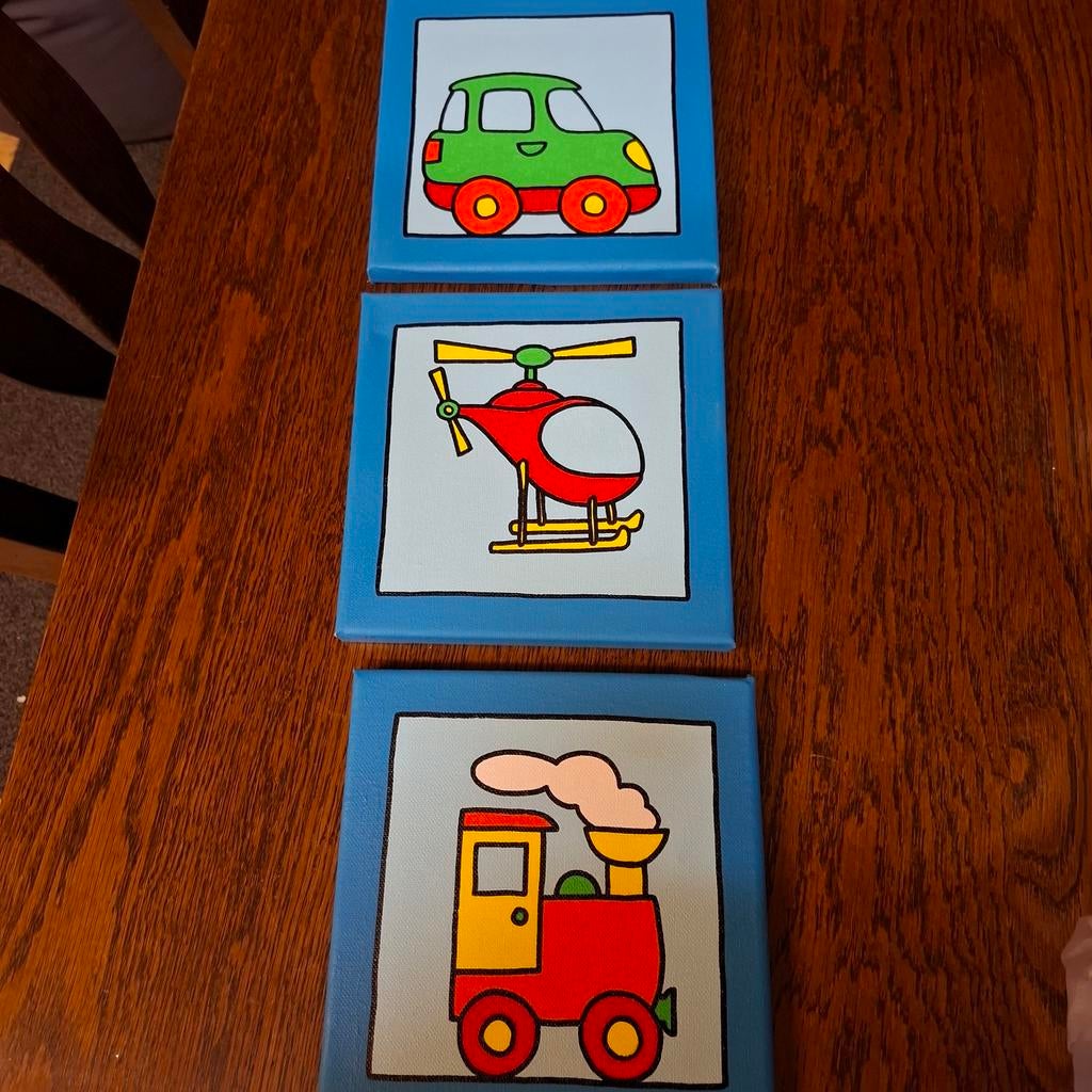 3 kinder(kamer) schilderijen, Ophalen of Verzenden, Zo goed als nieuw, Speelkaart(en)