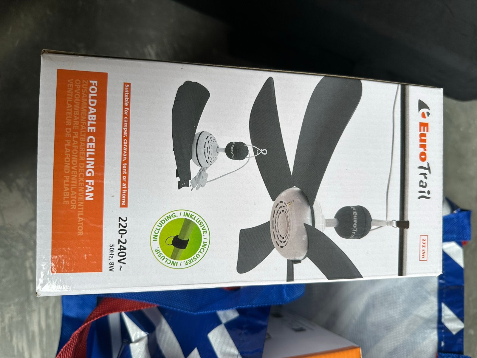 EuroTrail Opvouwbare Plafondventilator - Nieuw in doos, Witgoed en Apparatuur, Ophalen of Verzenden, Nieuw, Plafondventilator