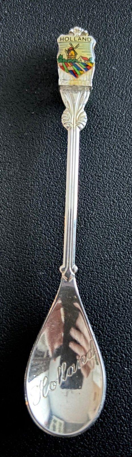 Vintage Holland Souvenir Lepel met Leeuw en Emaille Wapen, Antiek en Kunst, Antiek | Bestek, Ophalen of Verzenden