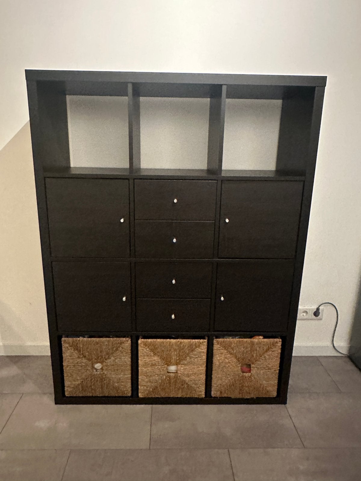 IKEA Kallax kast 12-vaks incl accesoires, Ophalen, Gebruikt, 100 tot 150 cm, Met lade(s)