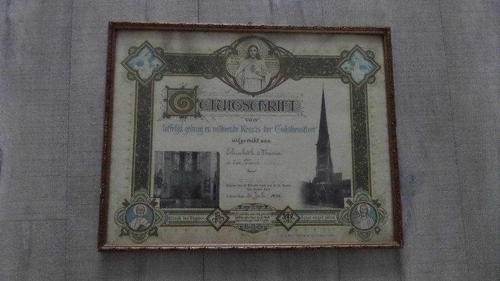 Religieuse oorkonde/getuigschrift  uit 1930, Ophalen, Gebruikt