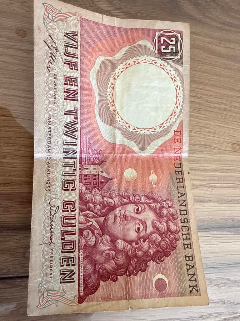 25 Gulden Biljet 1955 - Christiaan Huygens, Ophalen of Verzenden, 25 gulden, Los biljet