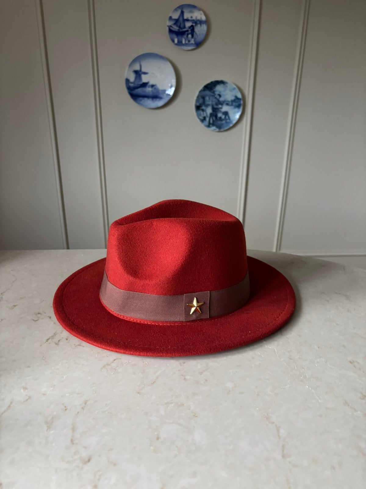 Chic warm oranje cowboyhoed, terracotta hoed meisje 53,54 cm, Ophalen of Verzenden, Nieuw, Meisje, Hoed