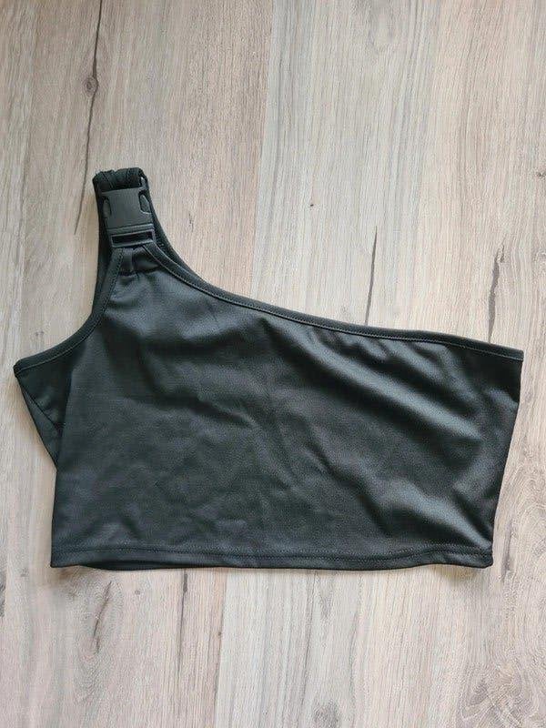 Shein Crop Top met Gesp, Zwart, maat L, ZGAN, Verzenden, Zwart, Maat 42/44 (L), Zo goed als nieuw