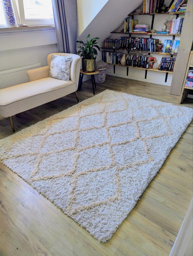 Hoogpolig Vloerkleed 160x200-Super Zacht & Dik (Nieuw):€70, Crème, 150 tot 200 cm, Ophalen of Verzenden, 150 tot 200 cm