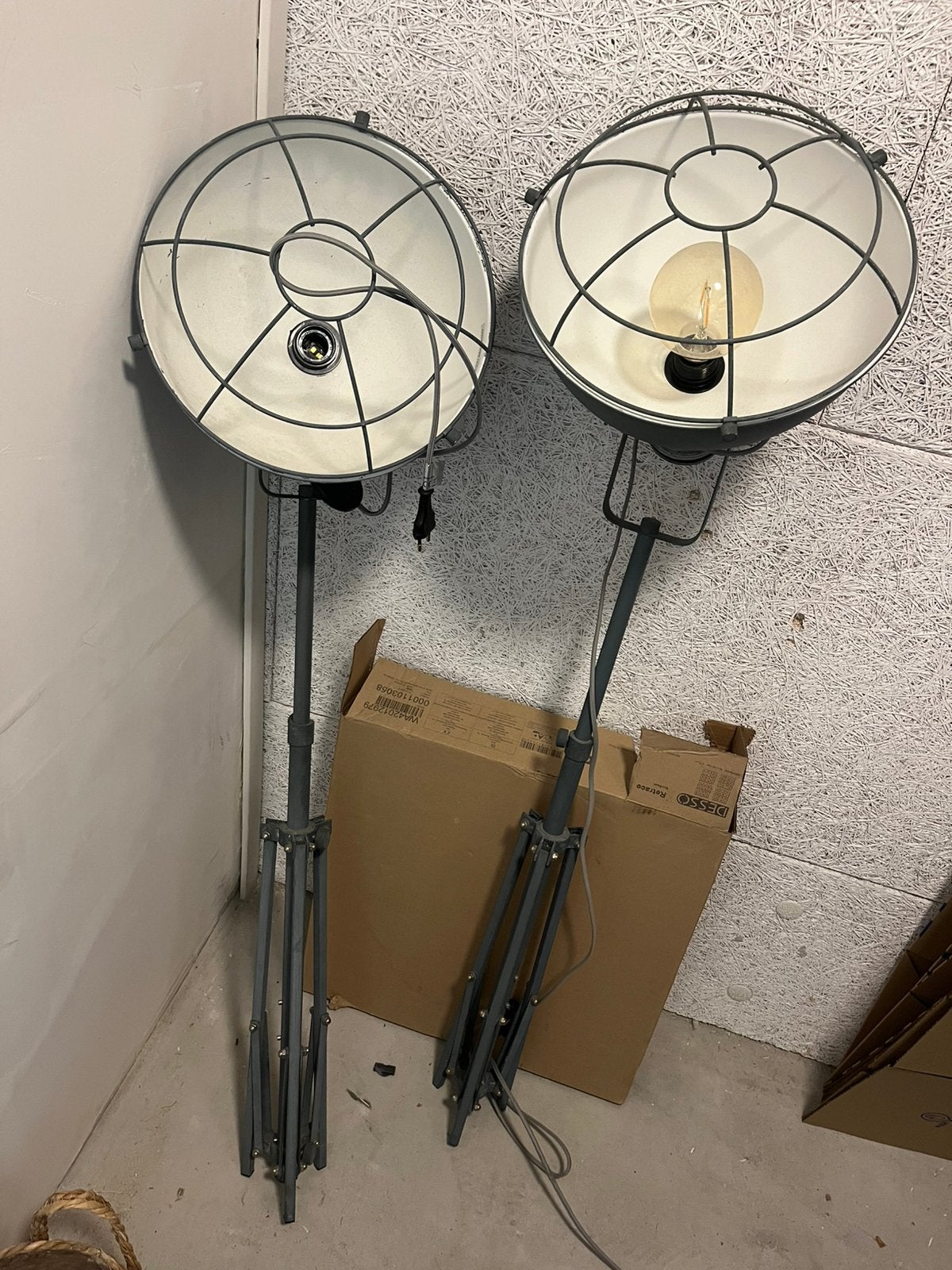 Stalampen industrieel grijs, Huis en Inrichting, Lampen | Vloerlampen, Ophalen, Zo goed als nieuw, Minder dan 100 cm