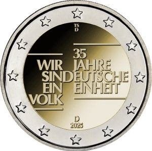 2 Euro Duitsland 2025 - 35 jaar Duitse Eenheid - UNC, Ophalen of Verzenden, Duitsland, 2 euro, Losse munt
