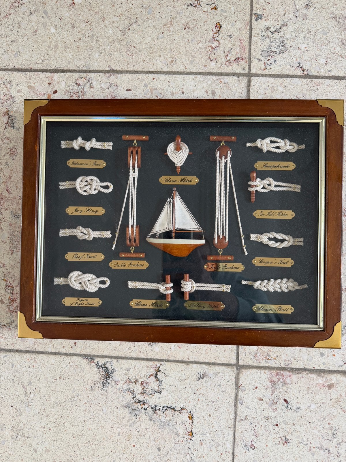 Vintage Nautisch Knopenbord met Zeilboot Decoratief, Ophalen of Verzenden