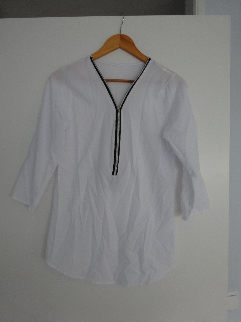 Witte blouse mt L, Ophalen of Verzenden, Zo goed als nieuw, Maat 42/44 (L), Wit