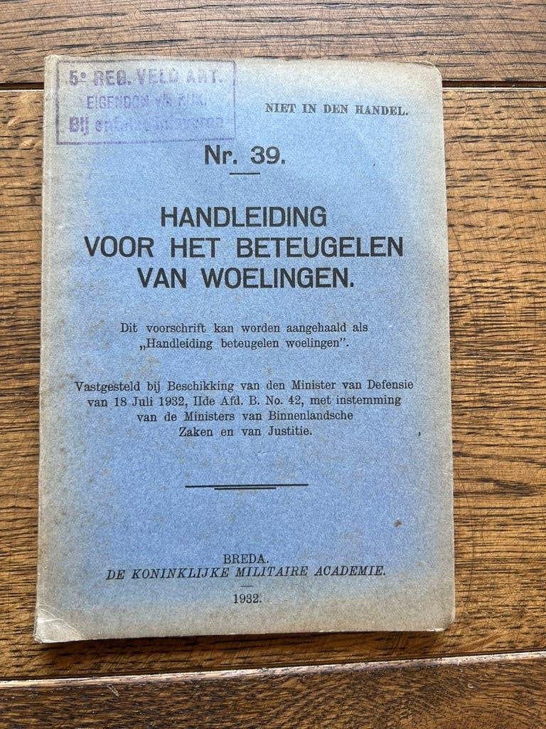 Nederlands voorschrift mobilisatie taktiek verzet handgranaa, Verzenden, Nederland, Boek of Tijdschrift