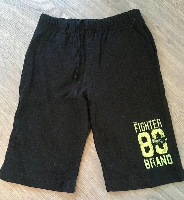 BOXEUR DES RUES Stoere zwarte korte broek , maatje 8 / 140, Broek, Gebruikt, Boxeur des Rues, Ophalen of Verzenden