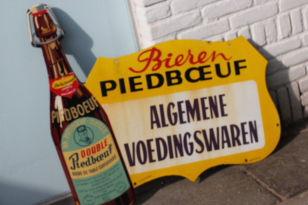 emaille plat bord BIEREN PIEDBOEUF, Ophalen of Verzenden