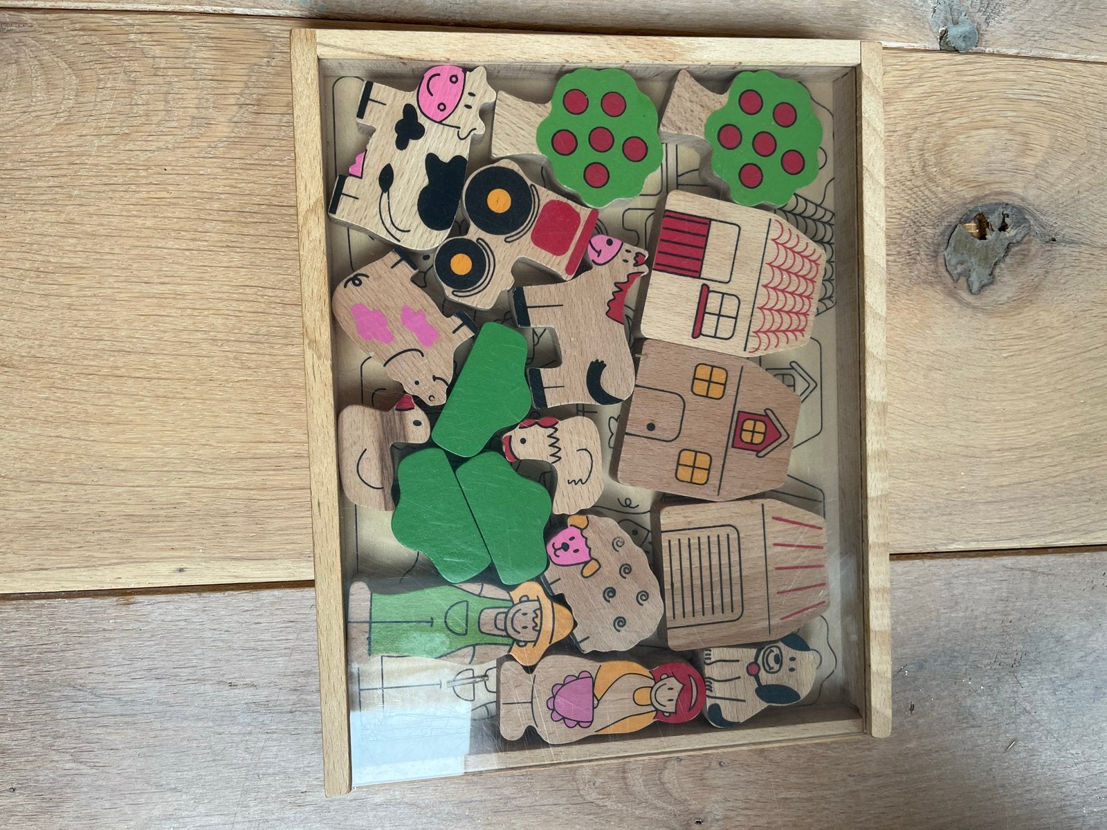 Houten boerderij puzzel met figuren, Ophalen of Verzenden, Overige typen