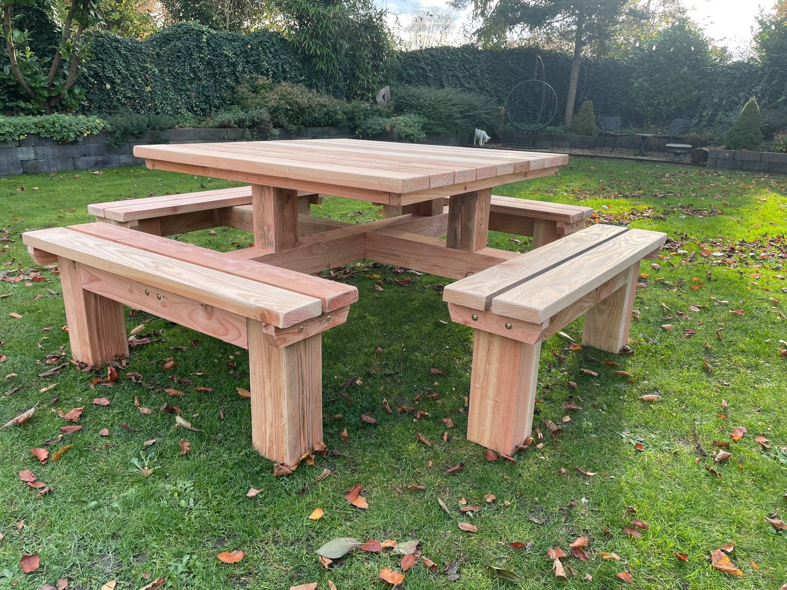 Mooie picknicktafel van douglashout vierkant, Ophalen of Verzenden, Nieuw, Rechthoekig, Hout