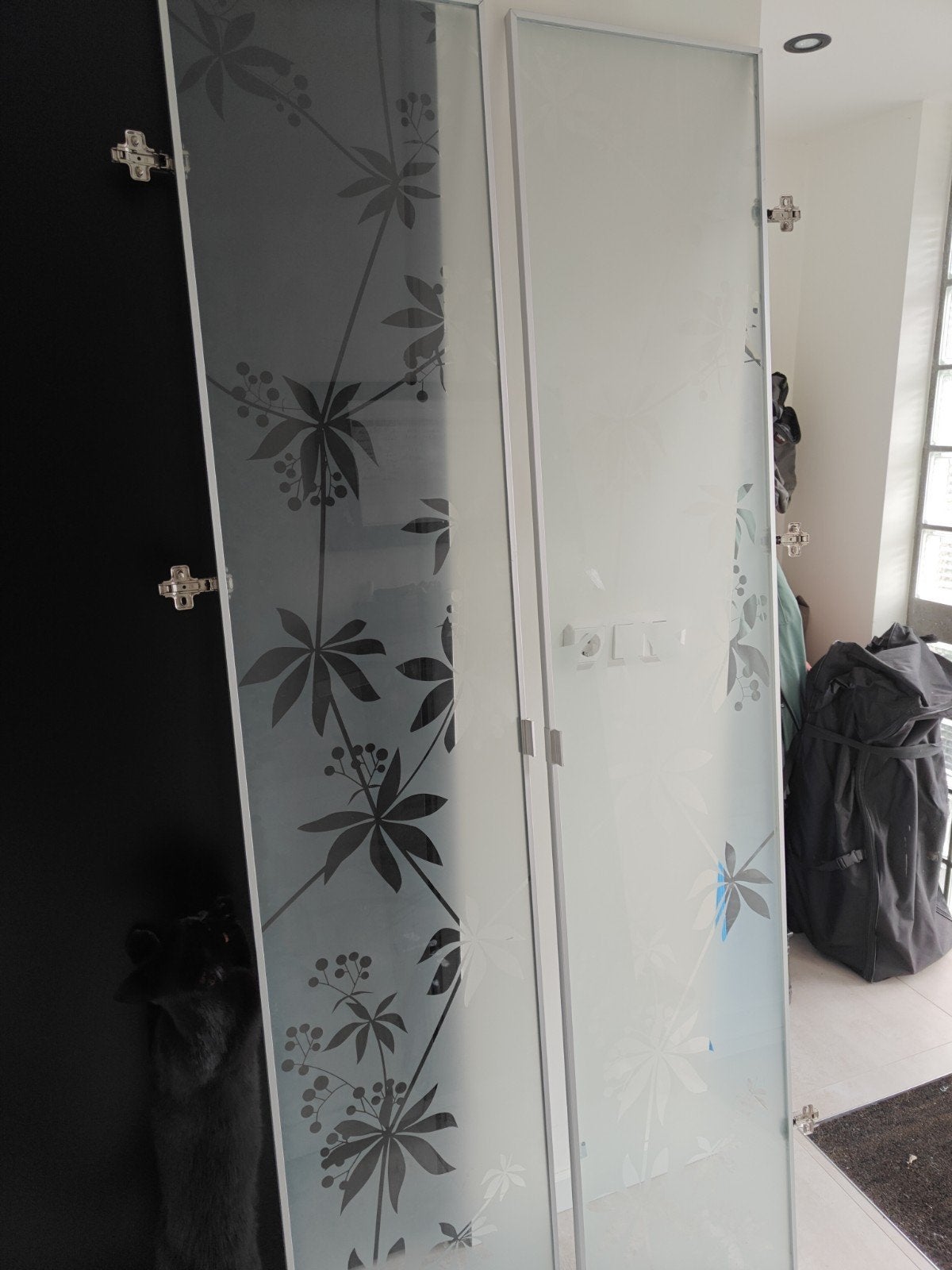 IKEA Billy boekenkast deuren met bloemenmotief (39.5x193cm), Huis en Inrichting, Ophalen, Gebruikt, Glas, Minder dan 25 cm