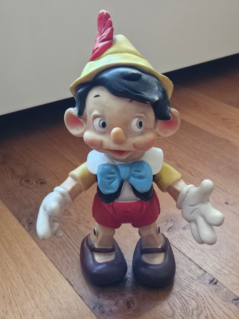 Vintage Disney Pinokkio Rubber piep Figuur 36 cm - Jaren '60, Antiek en Kunst, Antiek | Speelgoed, Ophalen of Verzenden