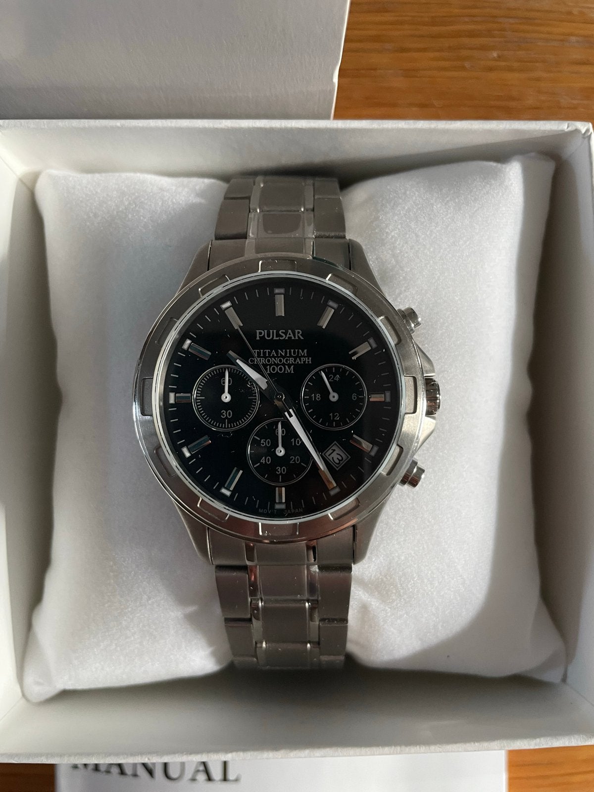 Pulsar Titanium Chronograph 100m - nieuw in doos, Overige materialen, Polshorloge, Overige materialen, Nieuw
