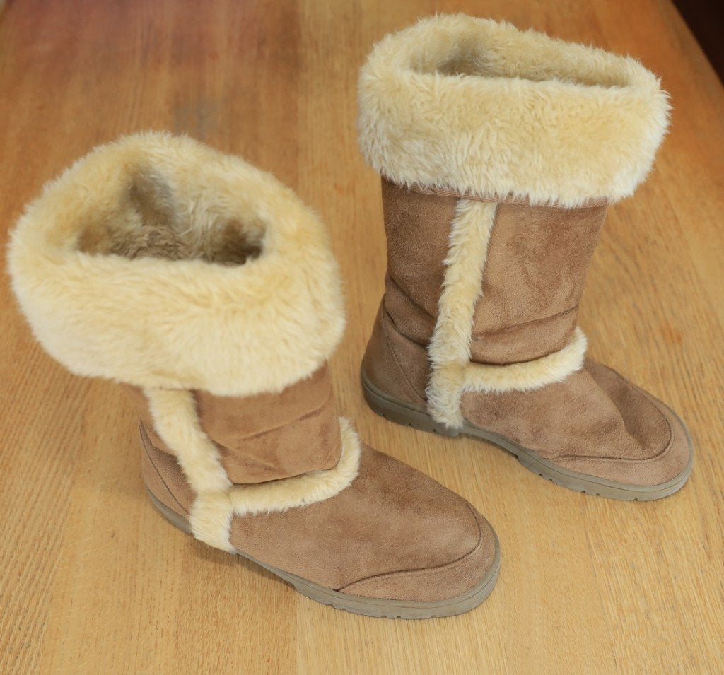 Laarzen met bontkraag, Hoge laarzen, H&M, Bruin, Ophalen of Verzenden
