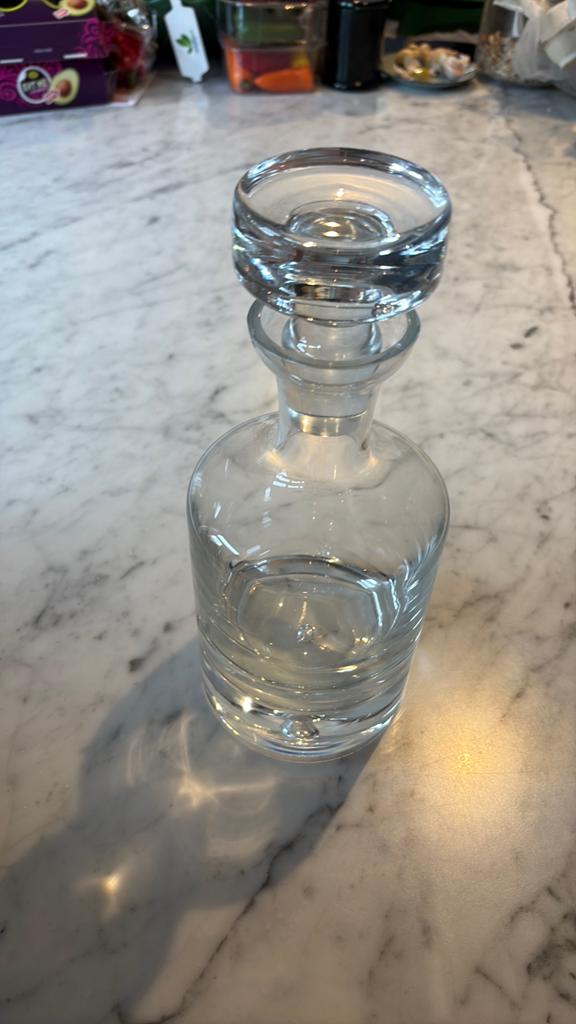 Glazen karaf met stop (Wiskey Wisky), Ophalen, Gebruikt, Klassiek, Wit