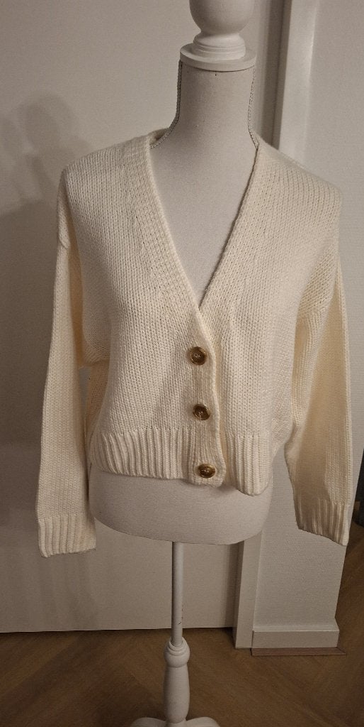 H&M Divided off white kort vest - S, Kleding | Dames, H&M, Beige, Ophalen of Verzenden, Zo goed als nieuw