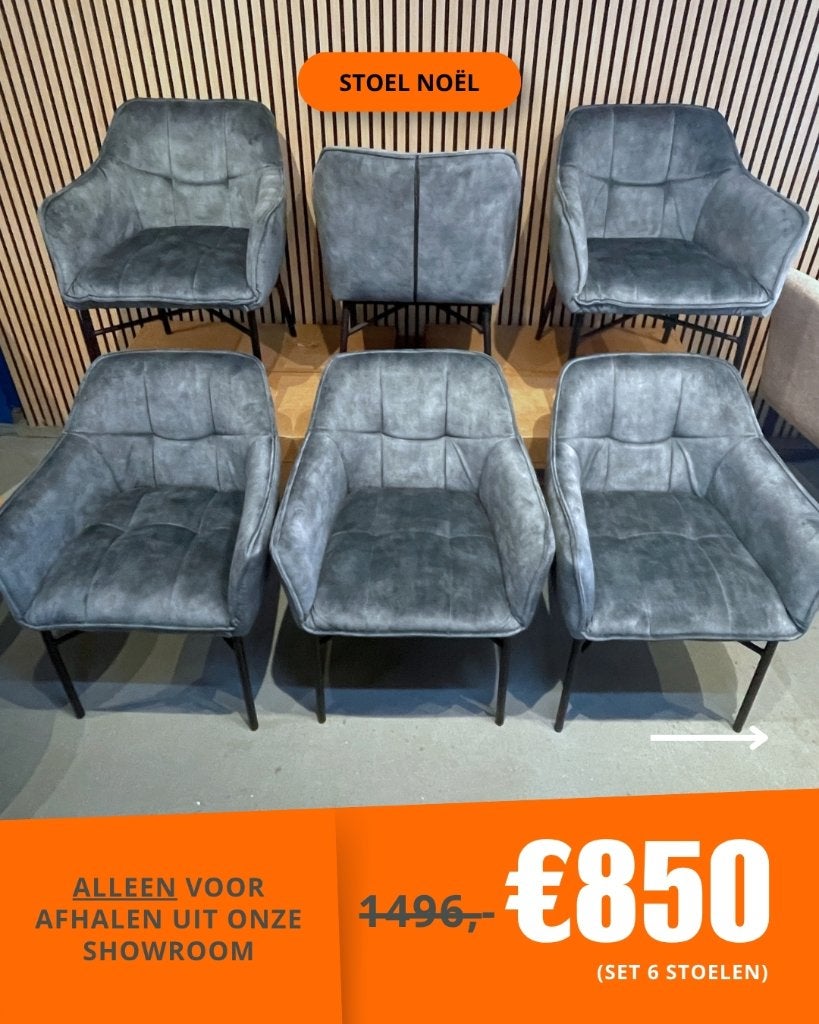 Eetkamerstoelen in onze outlet! Op=op, Ophalen, Overige kleuren, Leer, Nieuw