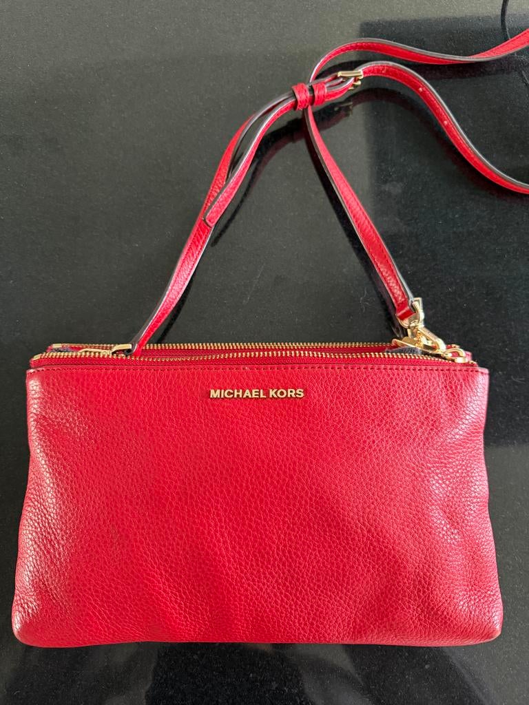 Michael Kors Rood Leren Schoudertasje, Ophalen of Verzenden, Zo goed als nieuw, Rood, Schoudertasje