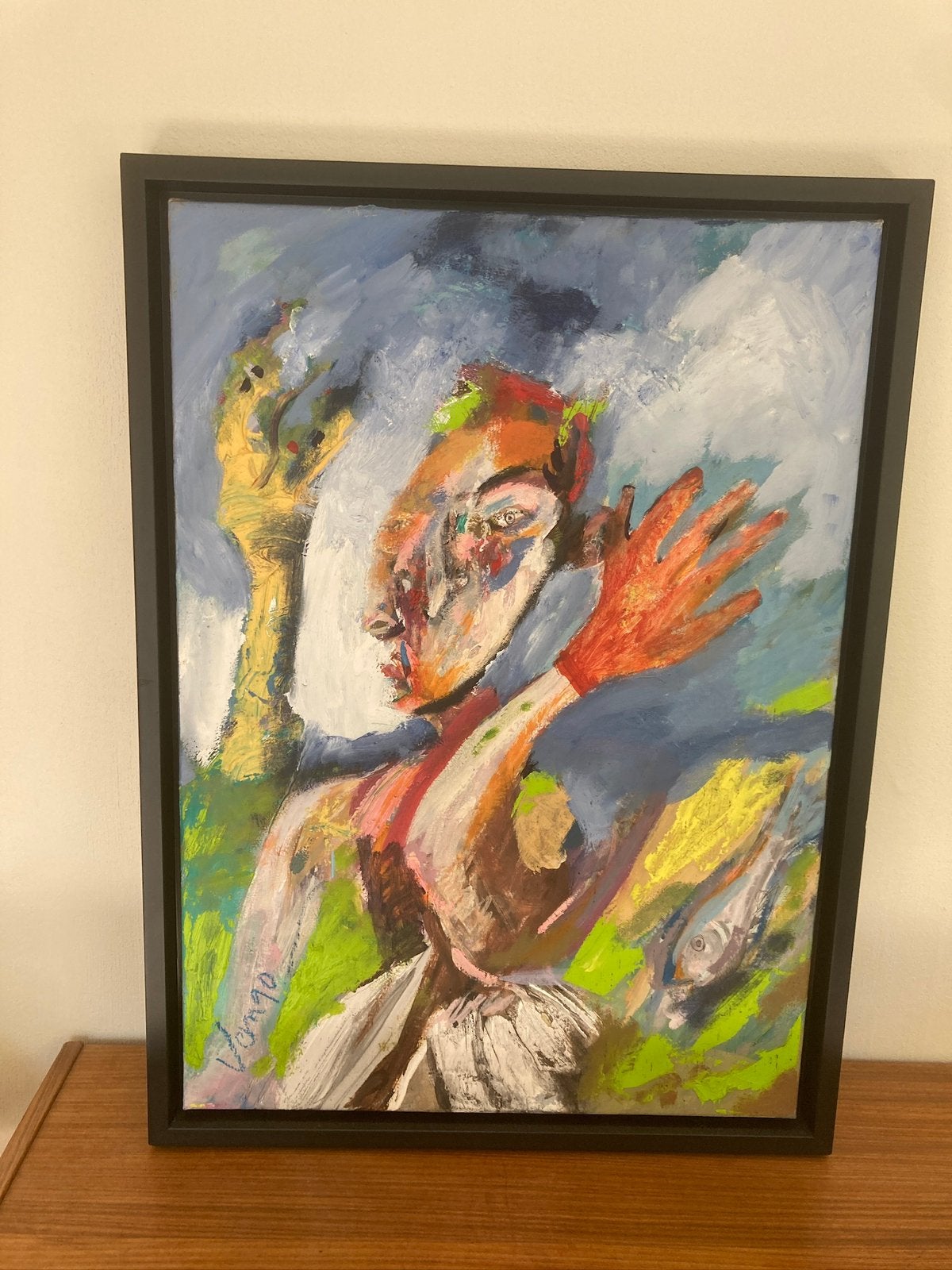 Afrikaans schilderij abstract modern verf acryl kleuren, Ophalen, Hout, Gelimiteerde oplage, Figuren