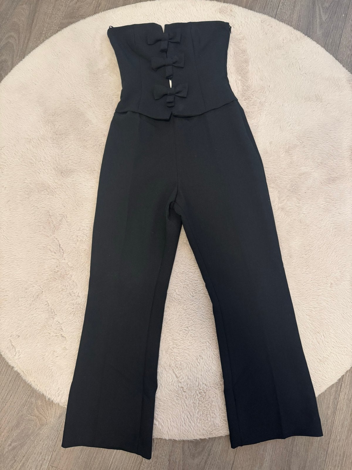 Zwarte Zara jumpsuit met strikjes, Ophalen of Verzenden, Nieuw, Maat 36 (S), Zwart
