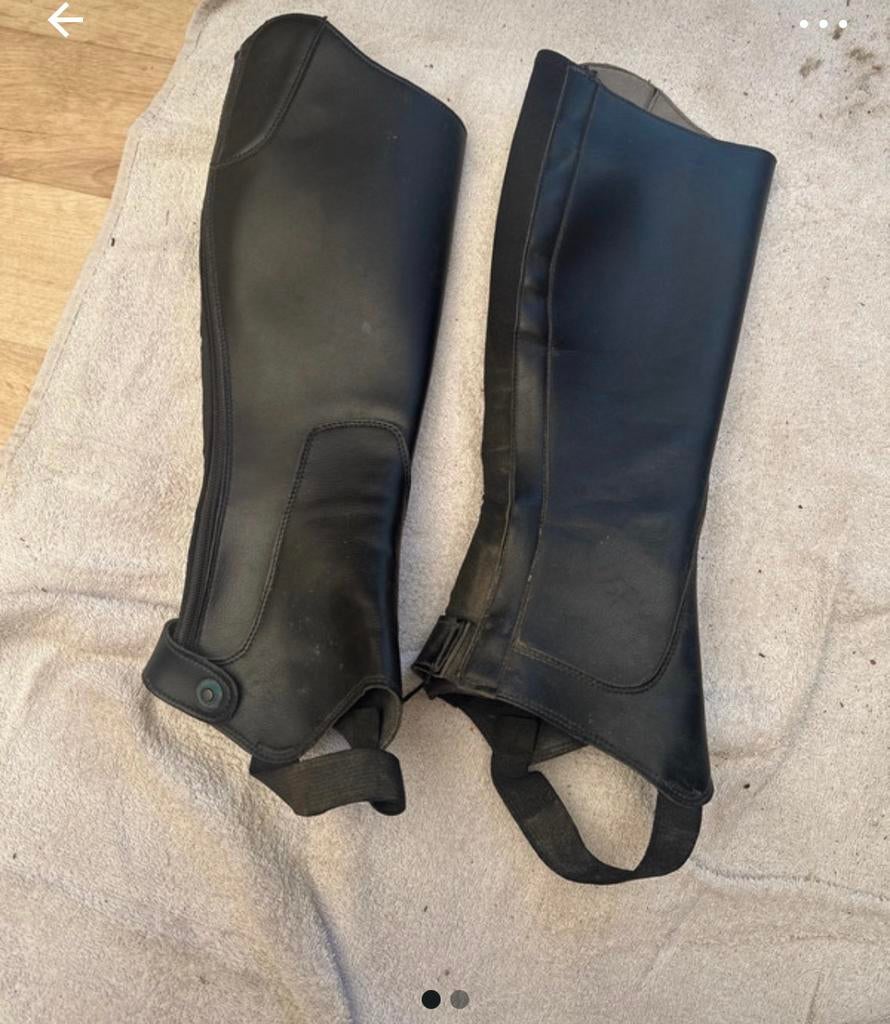 Zwarte leren chaps, Ophalen of Verzenden, Zo goed als nieuw, Overige soorten, Schoeisel