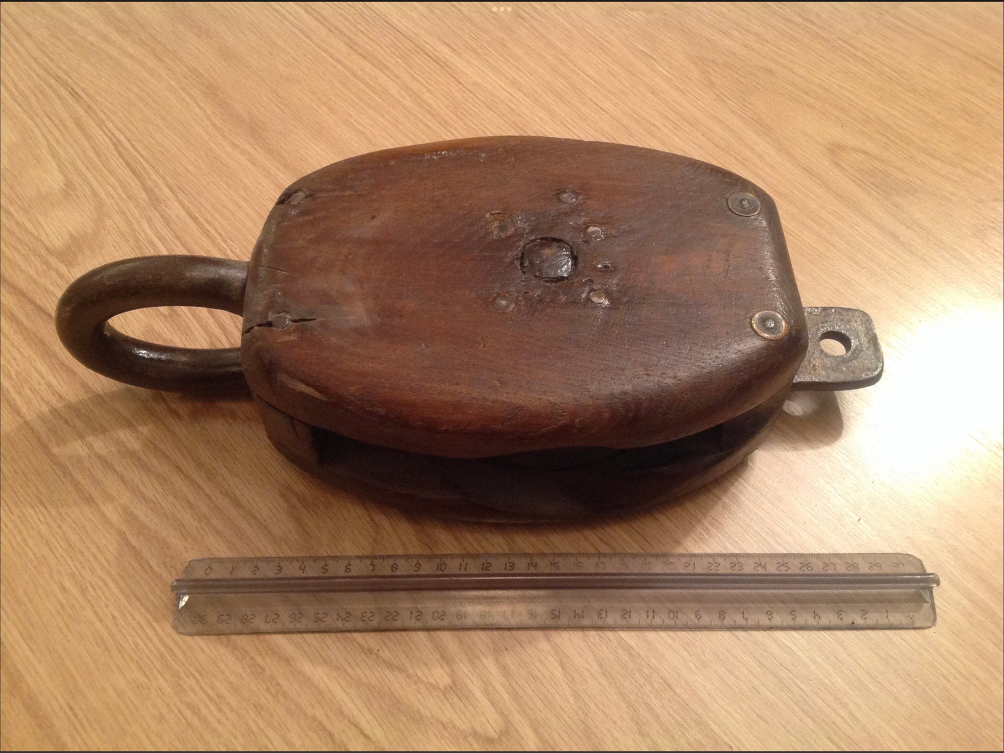 Antieke houten scheepsblok - decoratief, Verzenden
