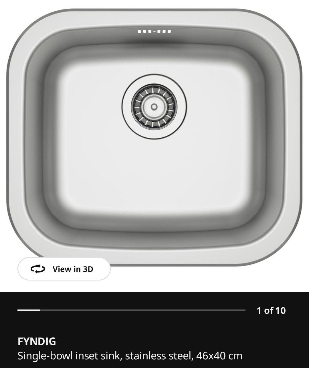 IKEA FYNDIG Spoelbak RVS 46x40 cm, Ophalen, Overige typen, IKEA, Zilver