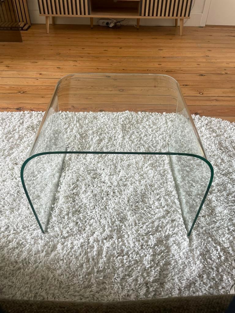 Vintage glazen salontafel / bijzettafel, Minder dan 50 cm, Gebruikt, Vintage, Minder dan 50 cm