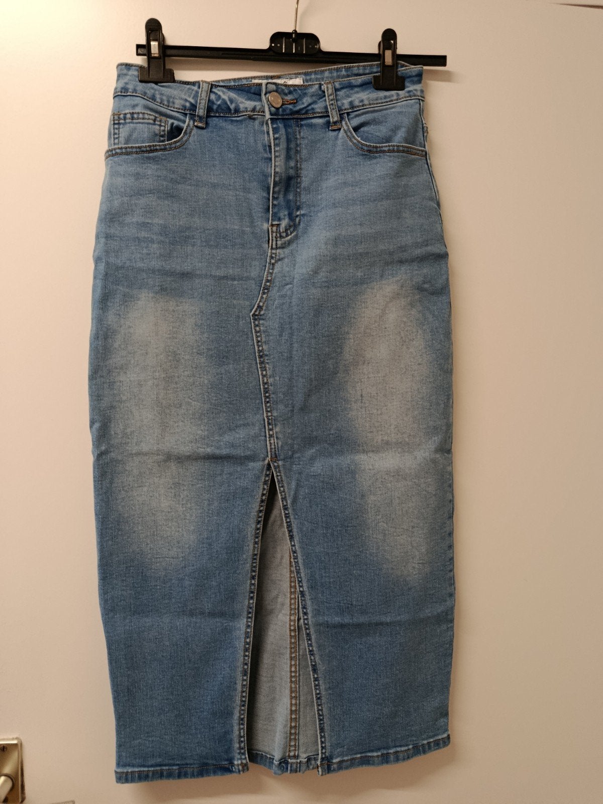 midi spijker rok mt m zgan van js fashion, Kleding | Dames, Spijkerbroeken en Jeans, Ophalen of Verzenden, Zo goed als nieuw, Blauw