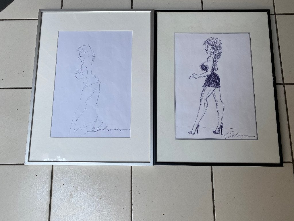 Twee tekeningen van Jan Radersma, Eindhoven, Antiek en Kunst, Kunst | Tekeningen en Foto's, Ophalen of Verzenden, Tekening