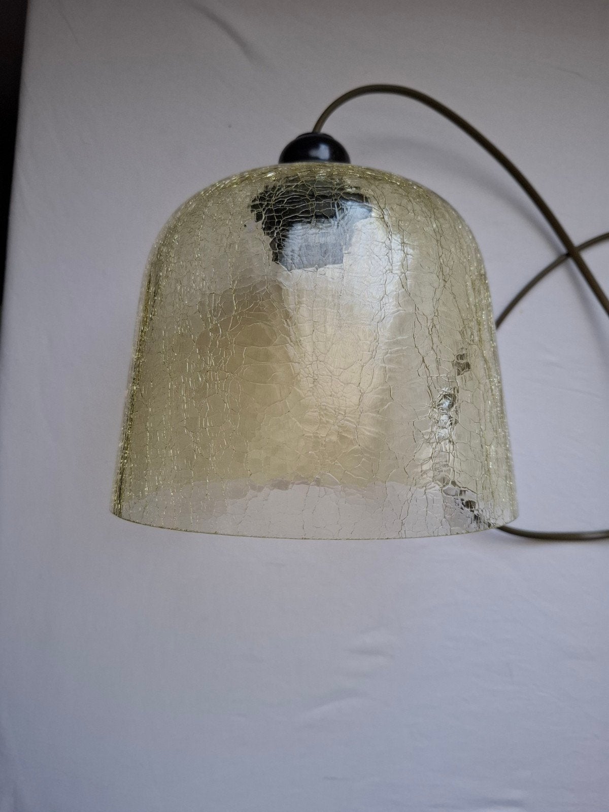 glazen hanglamp met bewerkt glas, Ophalen of Verzenden, Gebruikt, Glas, E27 (groot)