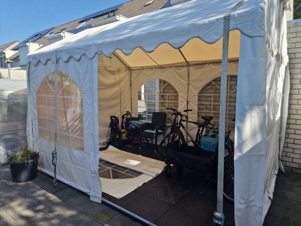 Partytent 3X4 m PVC met grondframe grizzly outdoor Wit, Ophalen, Gebruikt, Opvouwbaar, Partytent