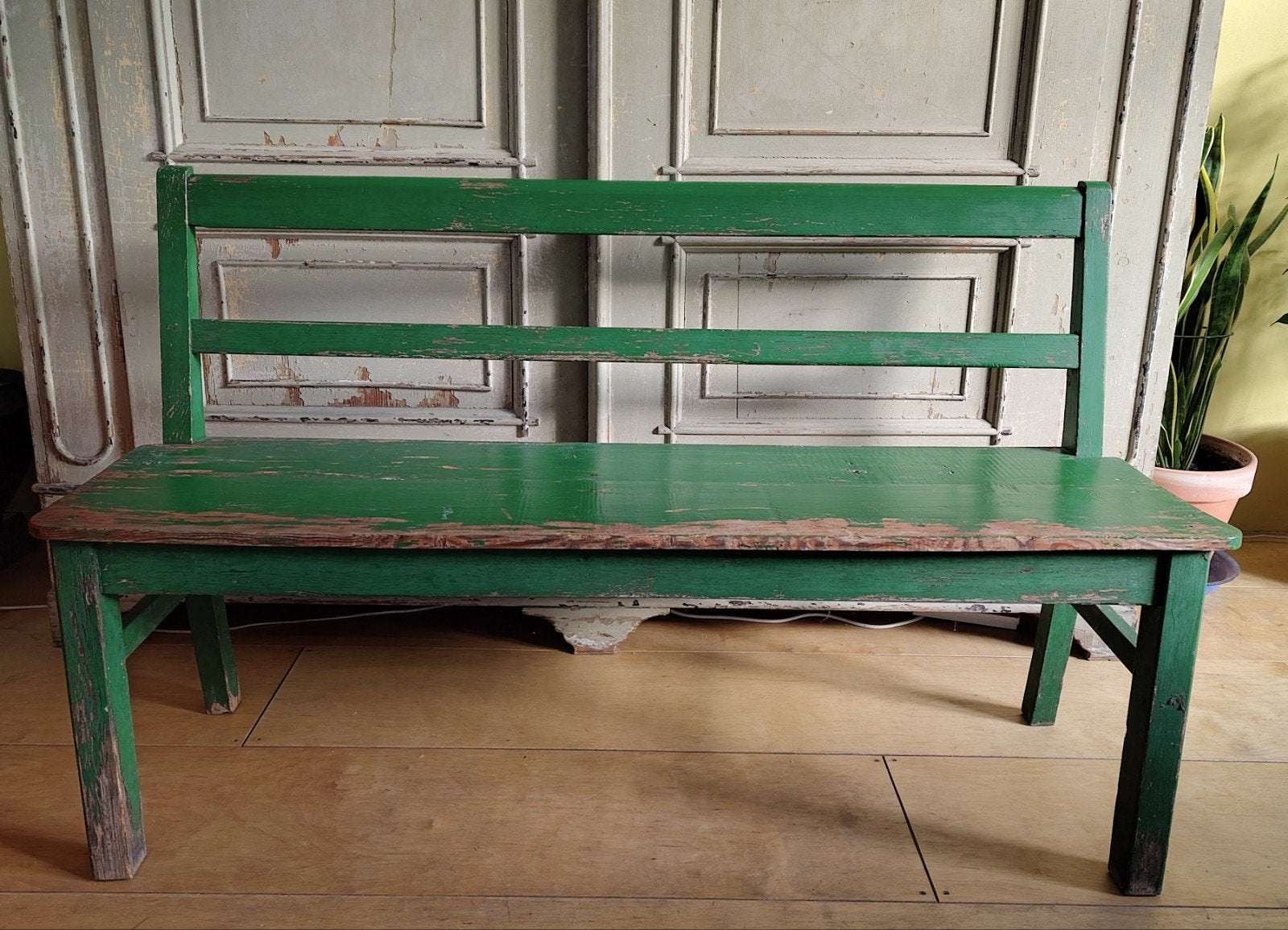 Bankje groen, vintage brocante groen, Ophalen