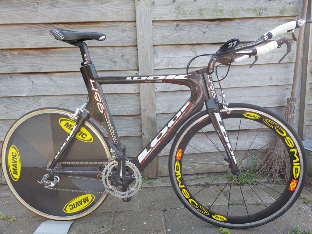 LOOK 496 TRiatlon CAMPAGNOLO MAVIC, Carbon, Velgrem, Zo goed als nieuw, 15 tot 20 versnellingen