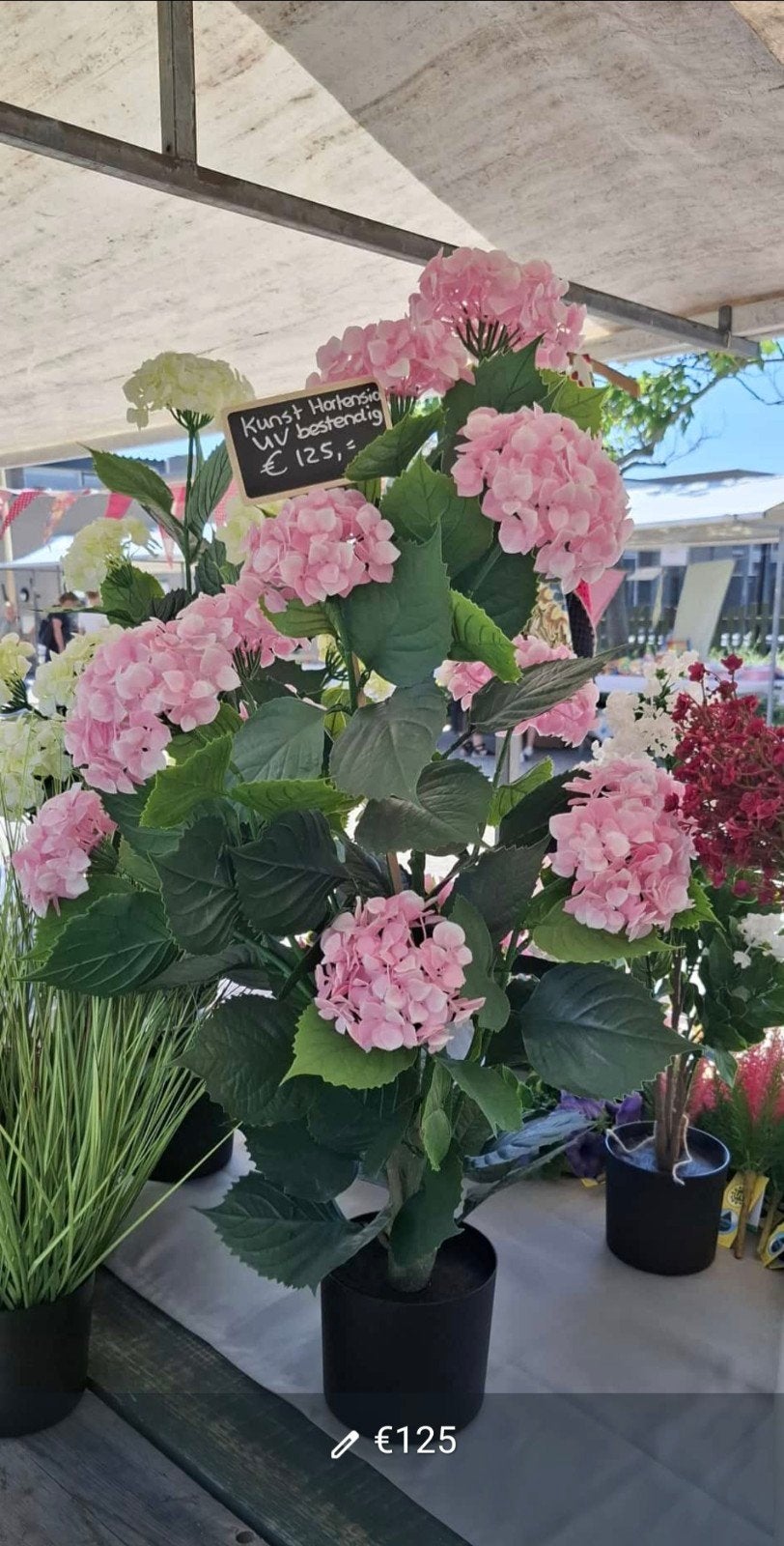 Kunst Hortensia UV bestendig van €125 voor €100, Huis en Inrichting, 90 cm, Nieuw, Binnen, Emerald Eternal Green