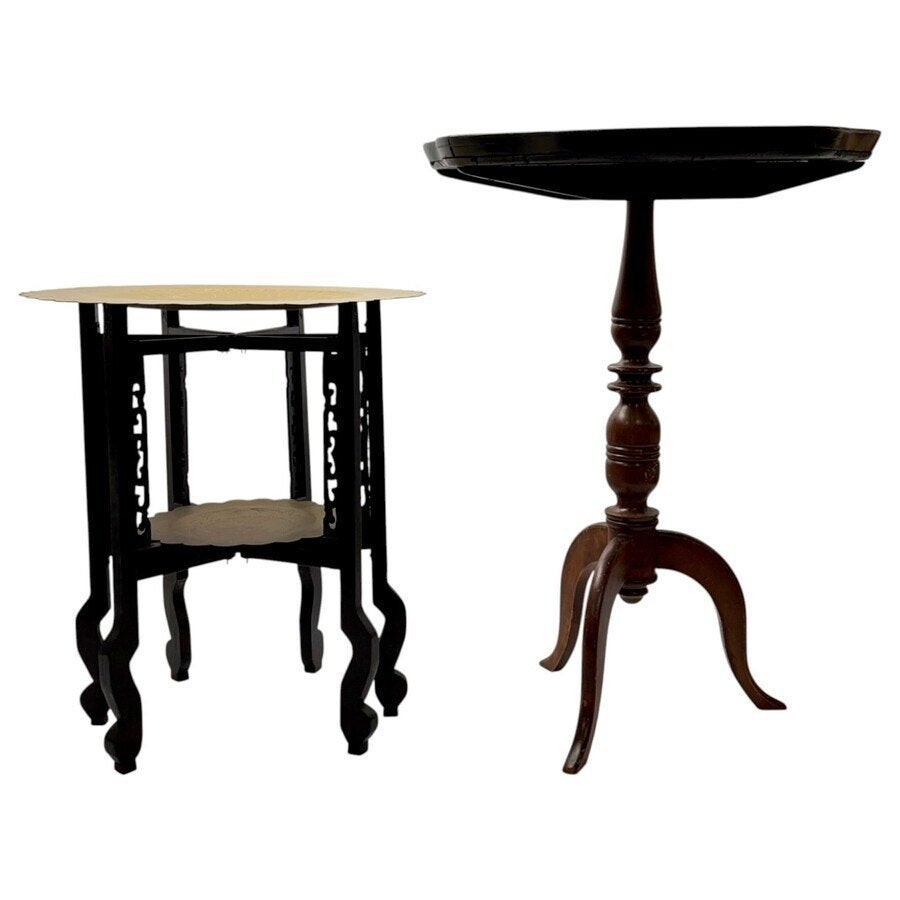 Lot van twee tafeltjes, Huis en Inrichting, Tafels | Bijzettafels, Ophalen of Verzenden, Rond, Minder dan 55 cm, 45 tot 60 cm