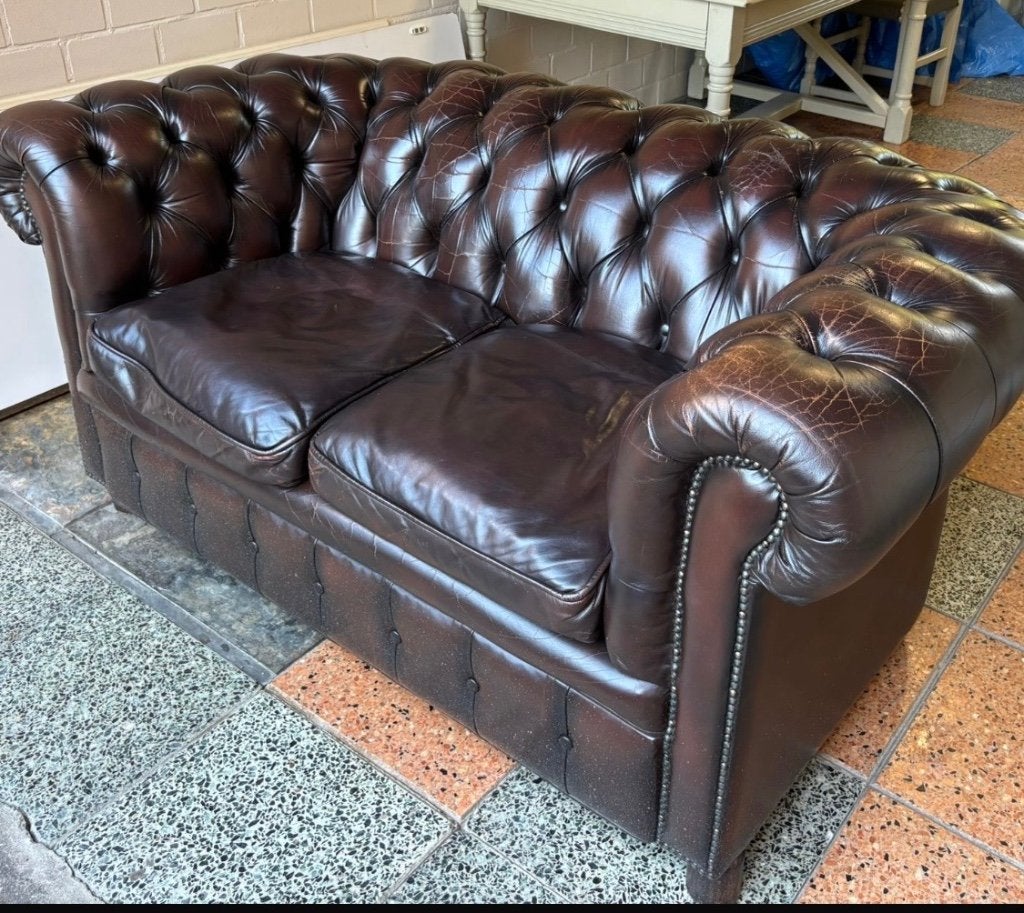 Prachtige chesterfield bank, Ophalen, 75 tot 100 cm, 200 tot 250 cm