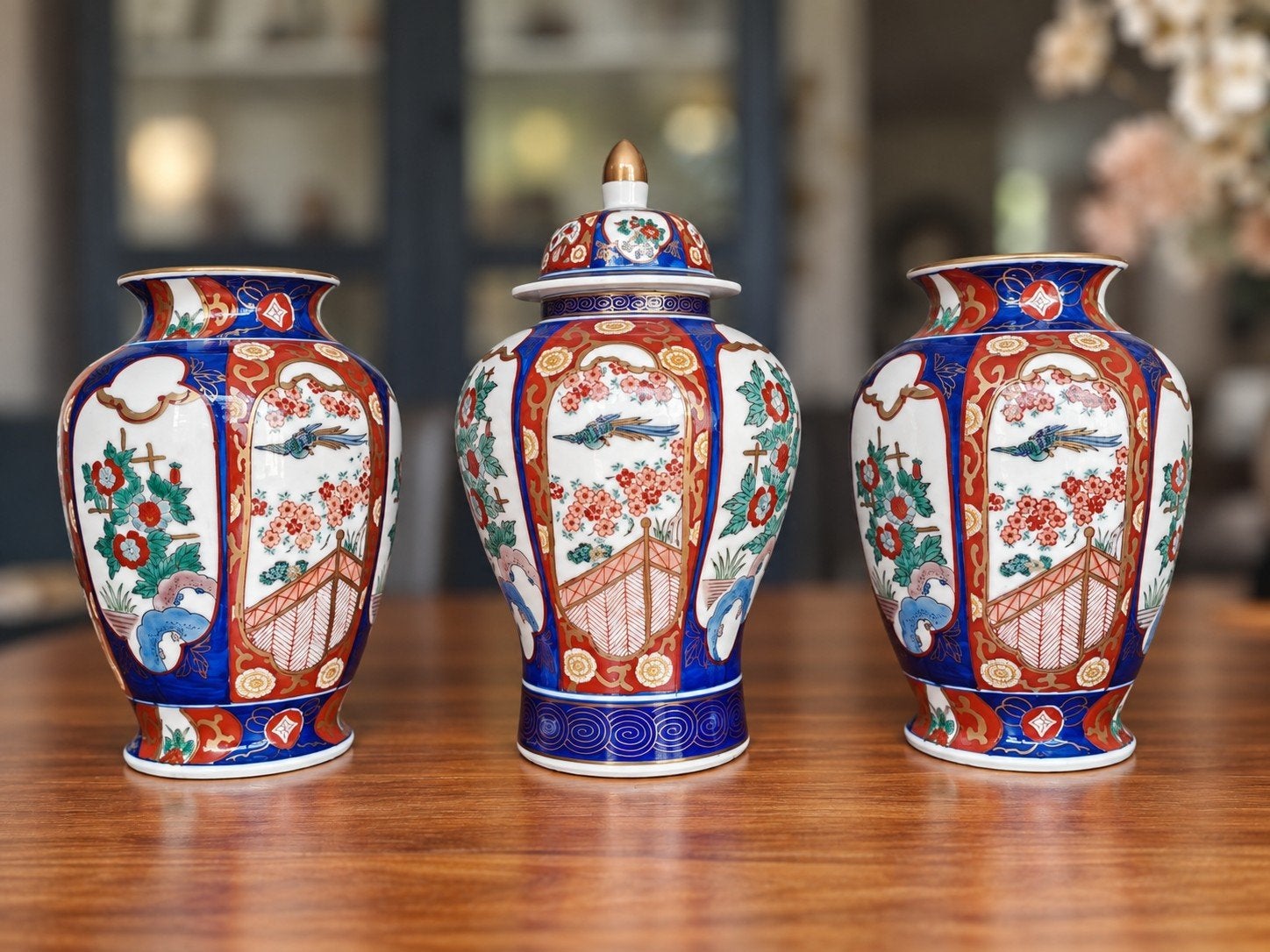 Set van 3 antieke Japanse Imari vazen, Ophalen of Verzenden