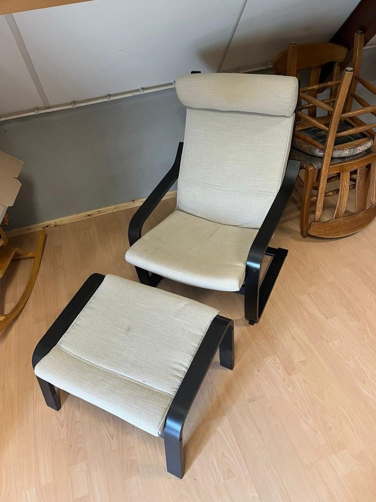 IKEA Fauteuil en voetenbank, Huis en Inrichting, Ophalen, Gebruikt, 75 tot 100 cm, 50 tot 75 cm