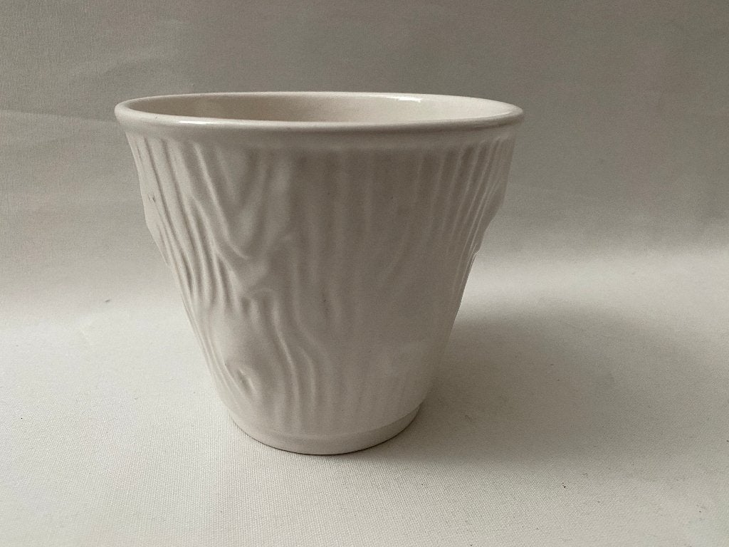 Mid Century/Retro/60s Leuke witte bloempot met boomstamrelie, Tuin en Terras, Gebruikt, Rond, Binnen, Ophalen of Verzenden